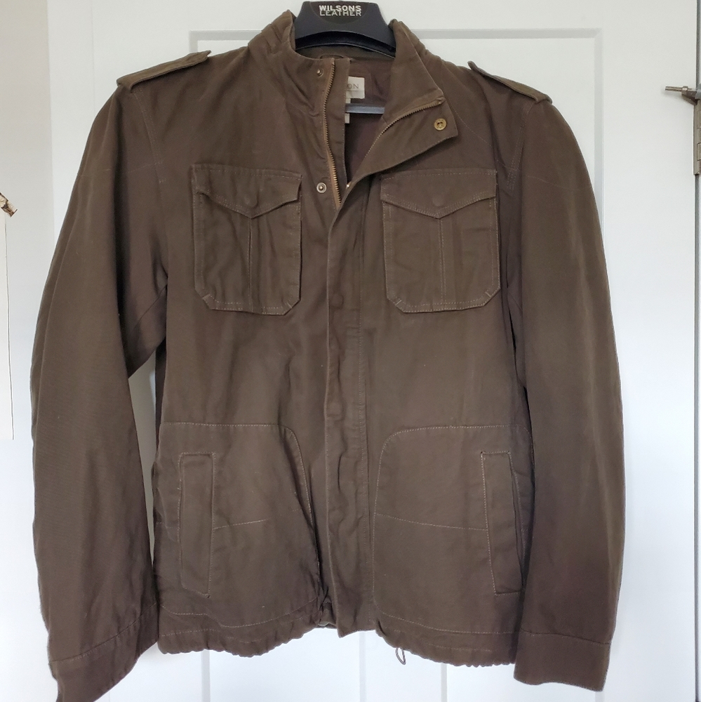 Awesome Madison Men's Jacket, Dark Brown, Large Cargo Front Pocket Utility